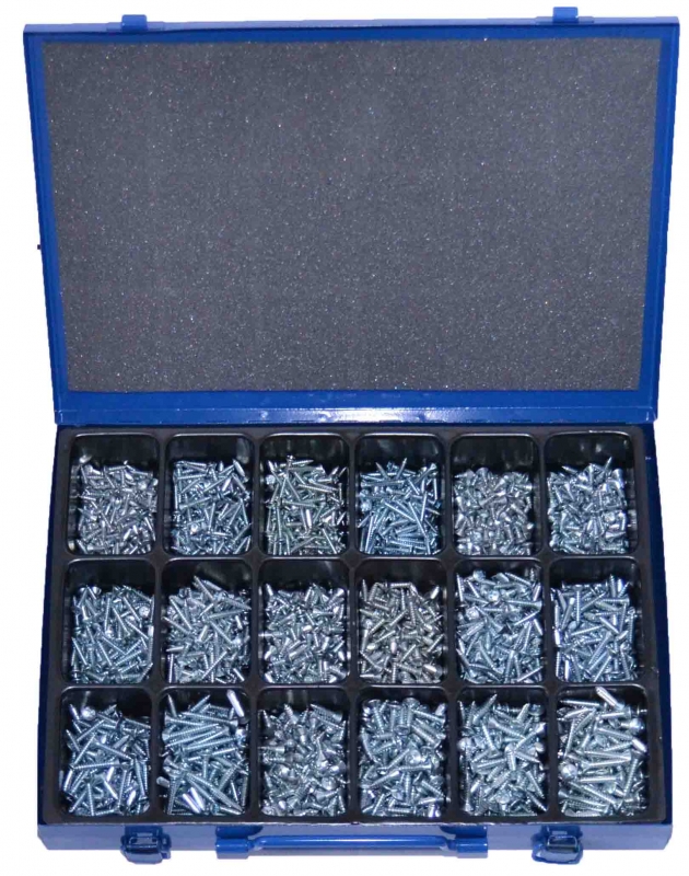 2.402 tlg Blechschrauben Sortiment Set Schraubenbox DIN 7981 VZ Stanley 