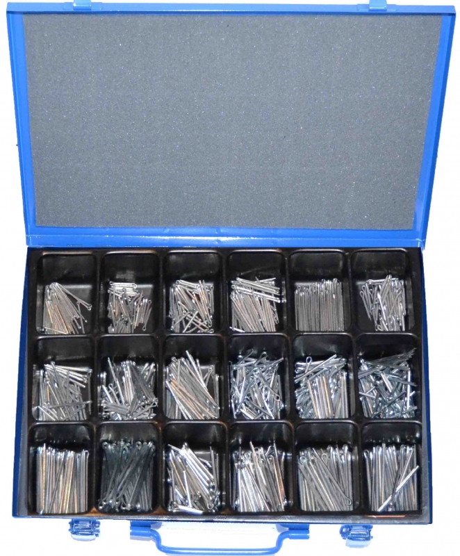 Assortment splints DIN 94 zinc plated, 781-pieces