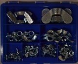 Assortment wing nuts zinc plated, 66-pieces